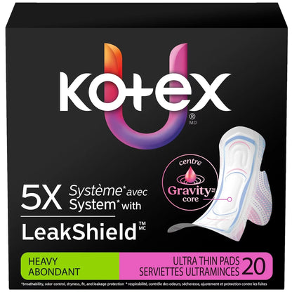 Kotex Ultra Thin Pads with Wings, Heavy Absorbency front package