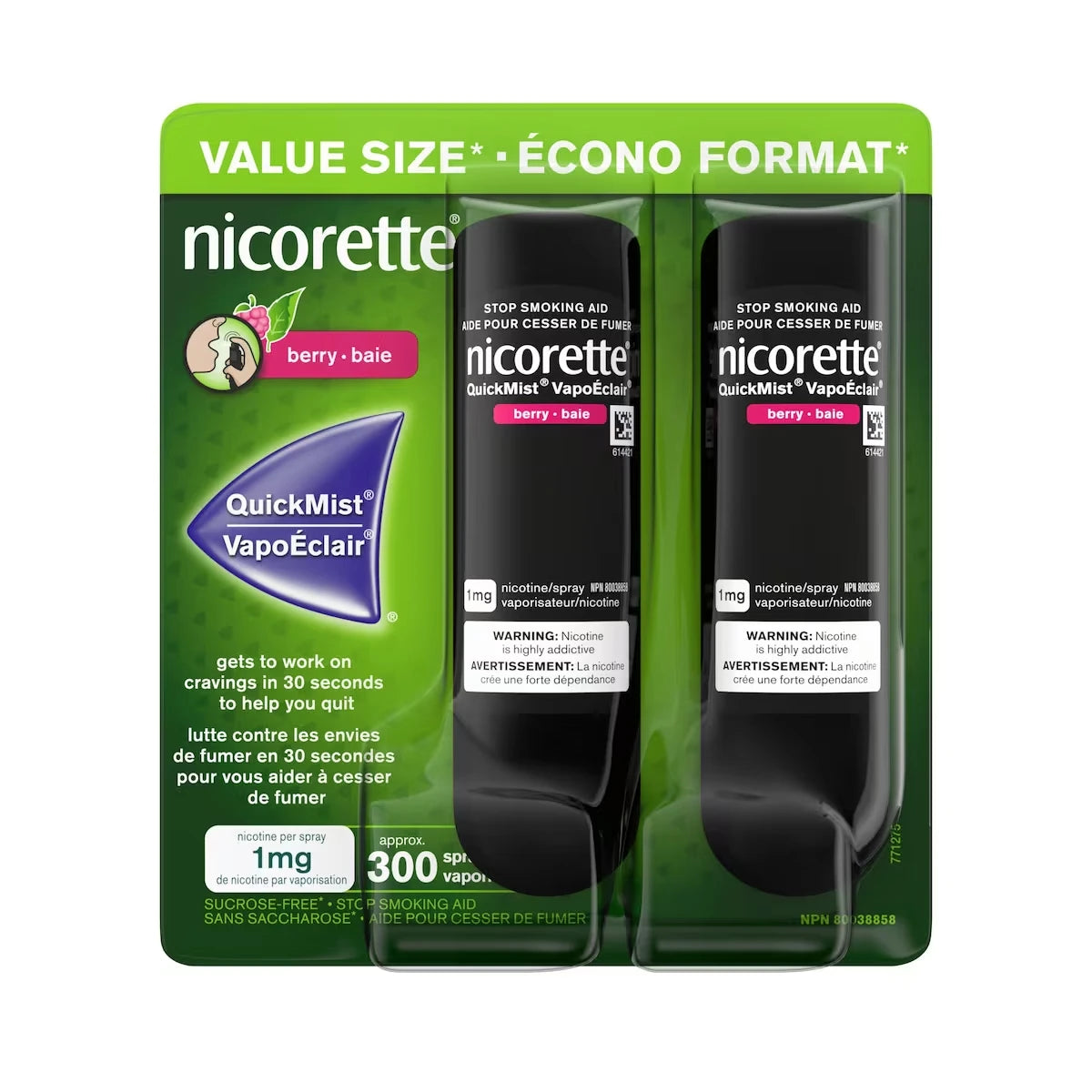 Nicorette Nicotine Quickmist Spray Berry front package