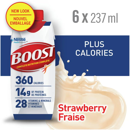 Boost PLUS Calories Strawberry Formulated Liquid Diet Drink,6 x 237 ml front package