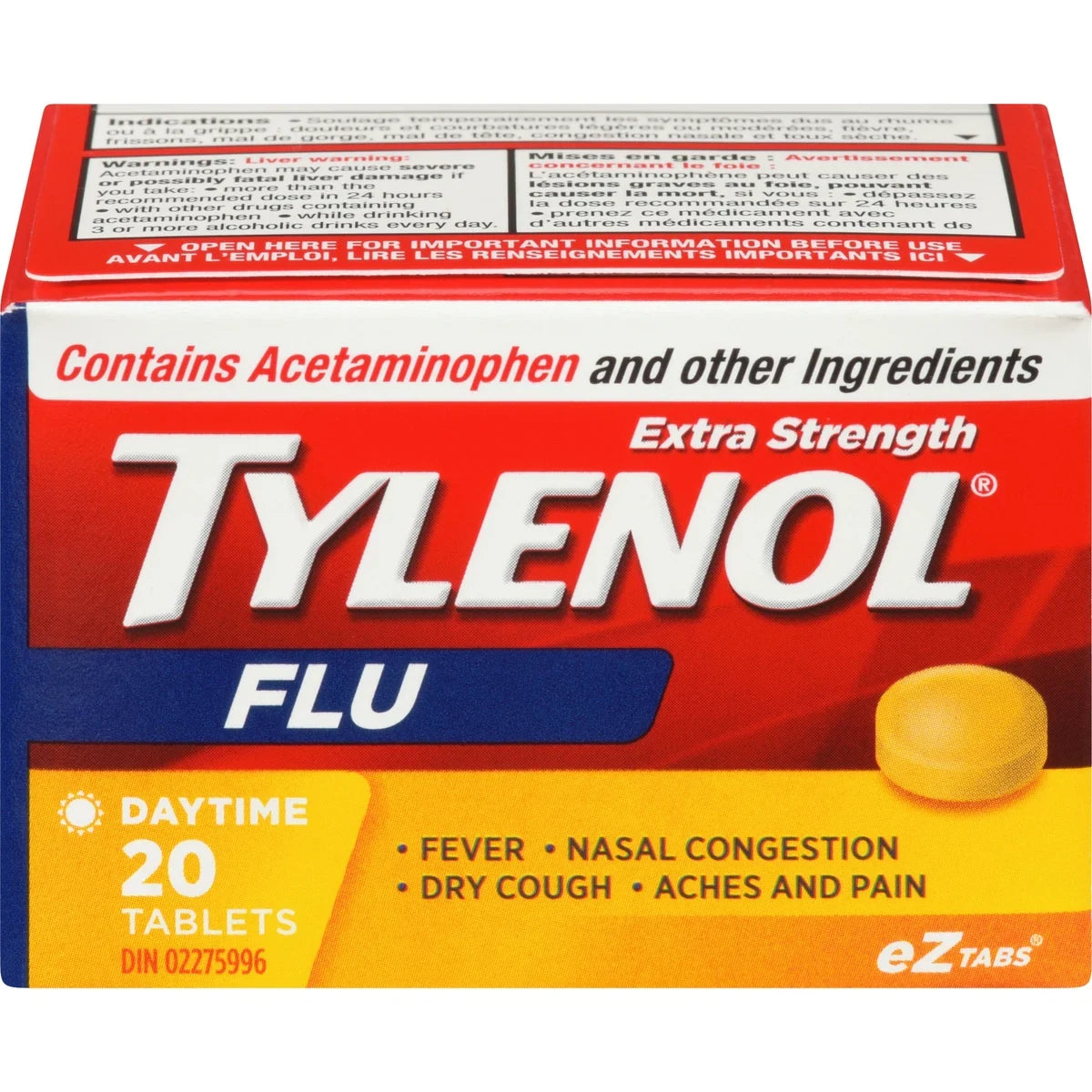 Tylenol Extra Strength Flu Relief Daytime Acetaminophen 500mg front package