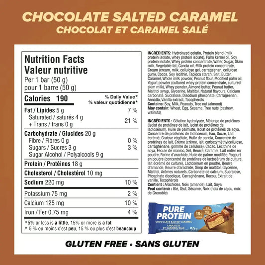 Pure Protein Bars, Chocolate Salted Caramel, Gluten Free Snack Bars product detail