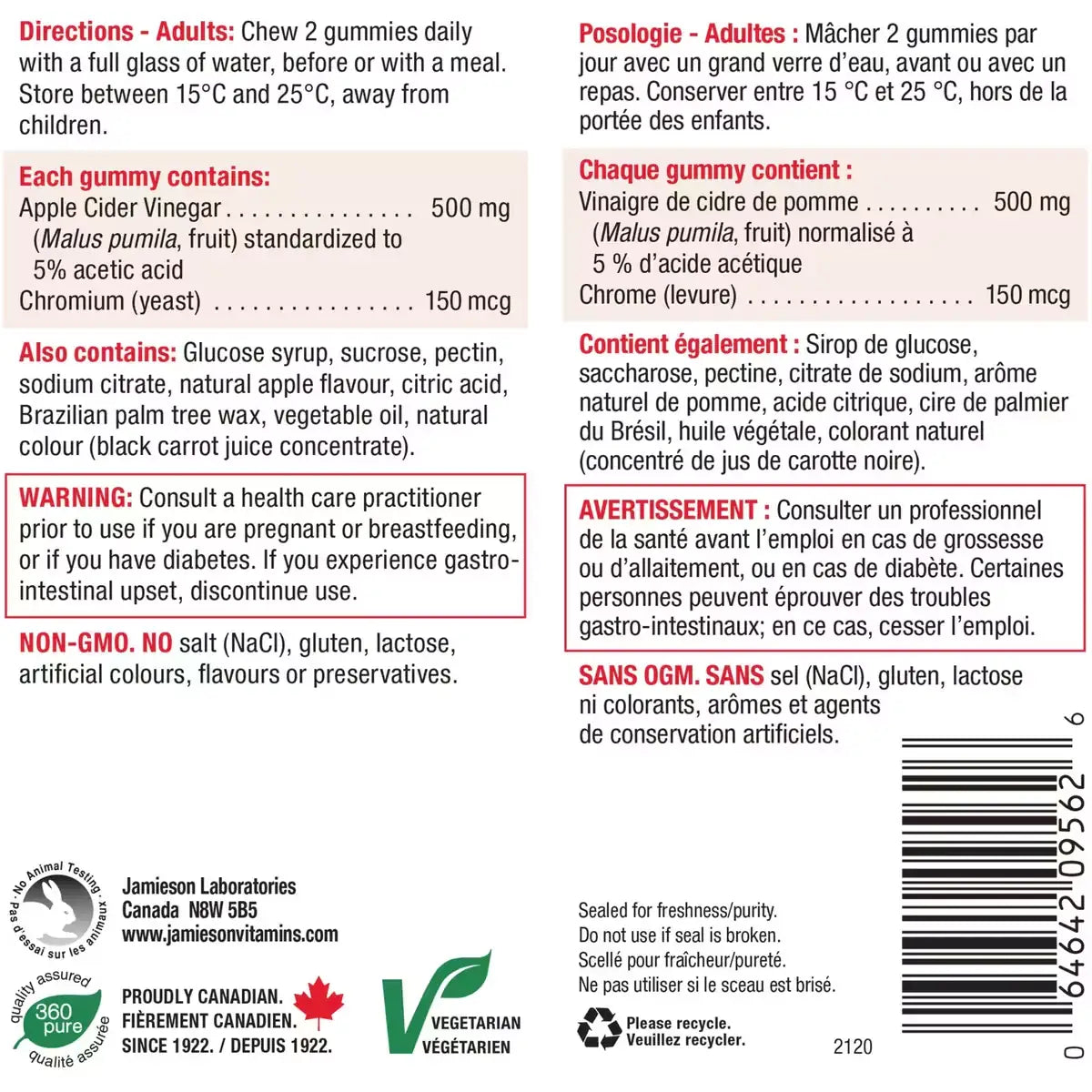 Jamieson Apple Cider Vinegar Gummies product detail