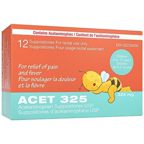 Acet325 Suppositories for Children 4-12 years, 12 Suppositories