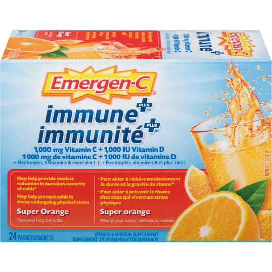 Emergen-C Immune+ Vitamin C & Mineral Supplement Fizzy Drink Mix, Super Orange product detail