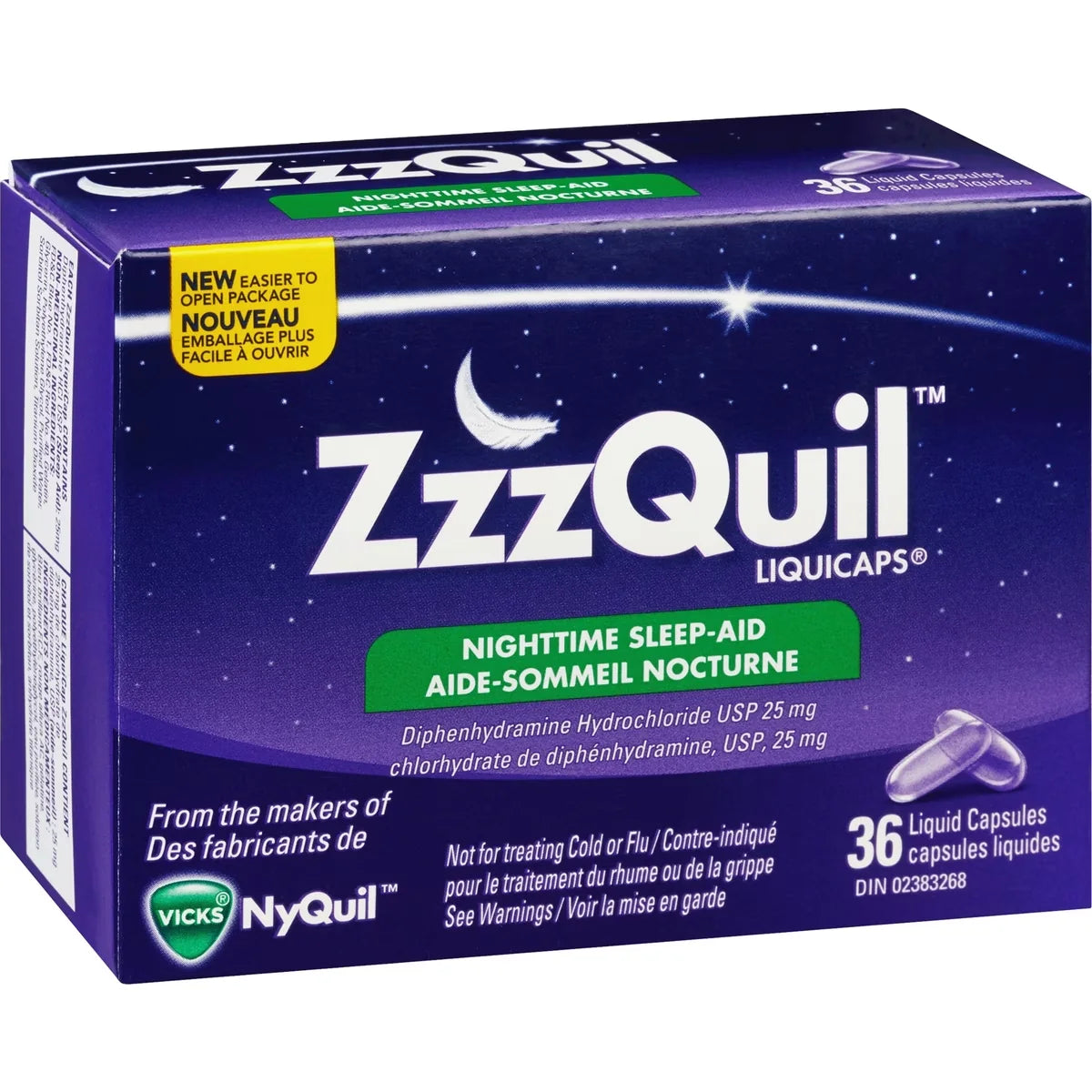 Vicks ZzzQuil Nighttime Sleep-Aid LiquiCaps, 36 Count product detail