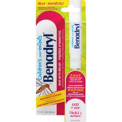 Benadryl Children's Itch and Pain Relief Stick for Bug Bites 14 ml front package