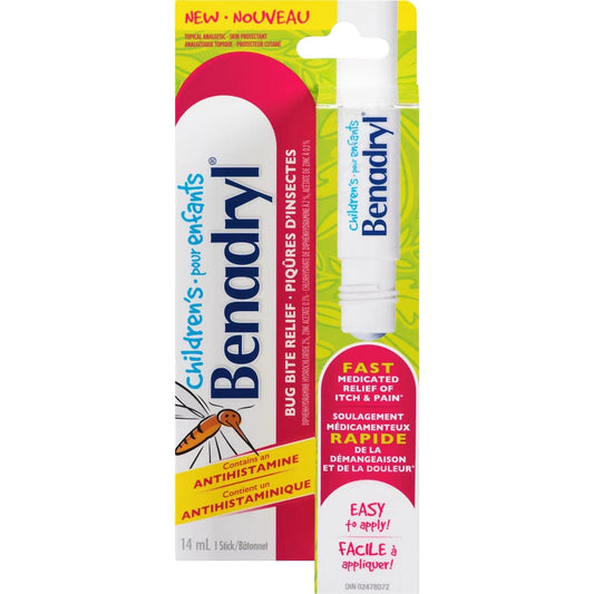 Benadryl Children's Itch and Pain Relief Stick for Bug Bites 14 ml front package