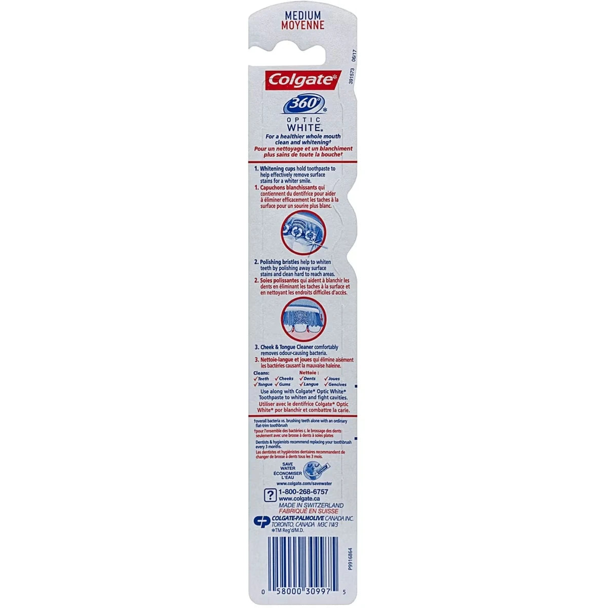 Colgate 360 Optic White Whitening Toothbrush, Medium product detail