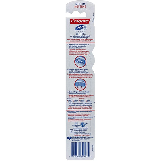 Colgate 360 Optic White Whitening Toothbrush, Medium product detail