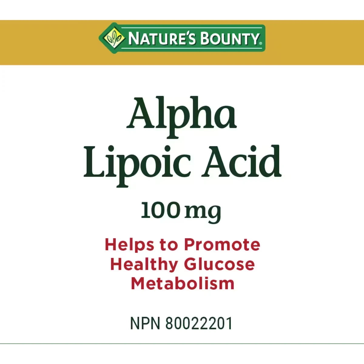 Natures Bounty Alpha Lipoic Acid, 100 mg, For Glucose Metabolism product detail