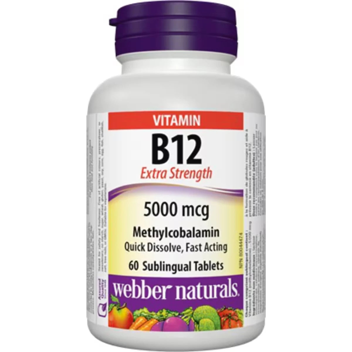 Webber Vitamin B12 Extra Strength Methylcobalamin 5000 mcg front package