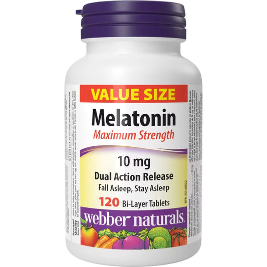 Webber Melatonin Maximum Strength Dual Action Release 10 mg front package