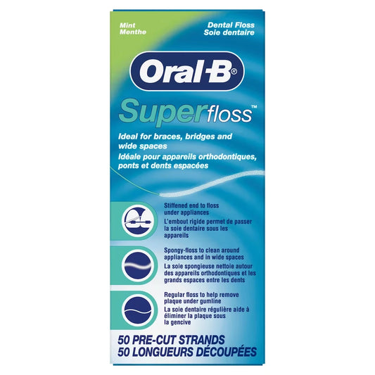 Oral B Oral-B Super Floss Pre-Cut Strands Dental Floss, Mint, 50 Count product image