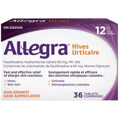 Allegra Hives 12 hour 36 tablets non-drowsy