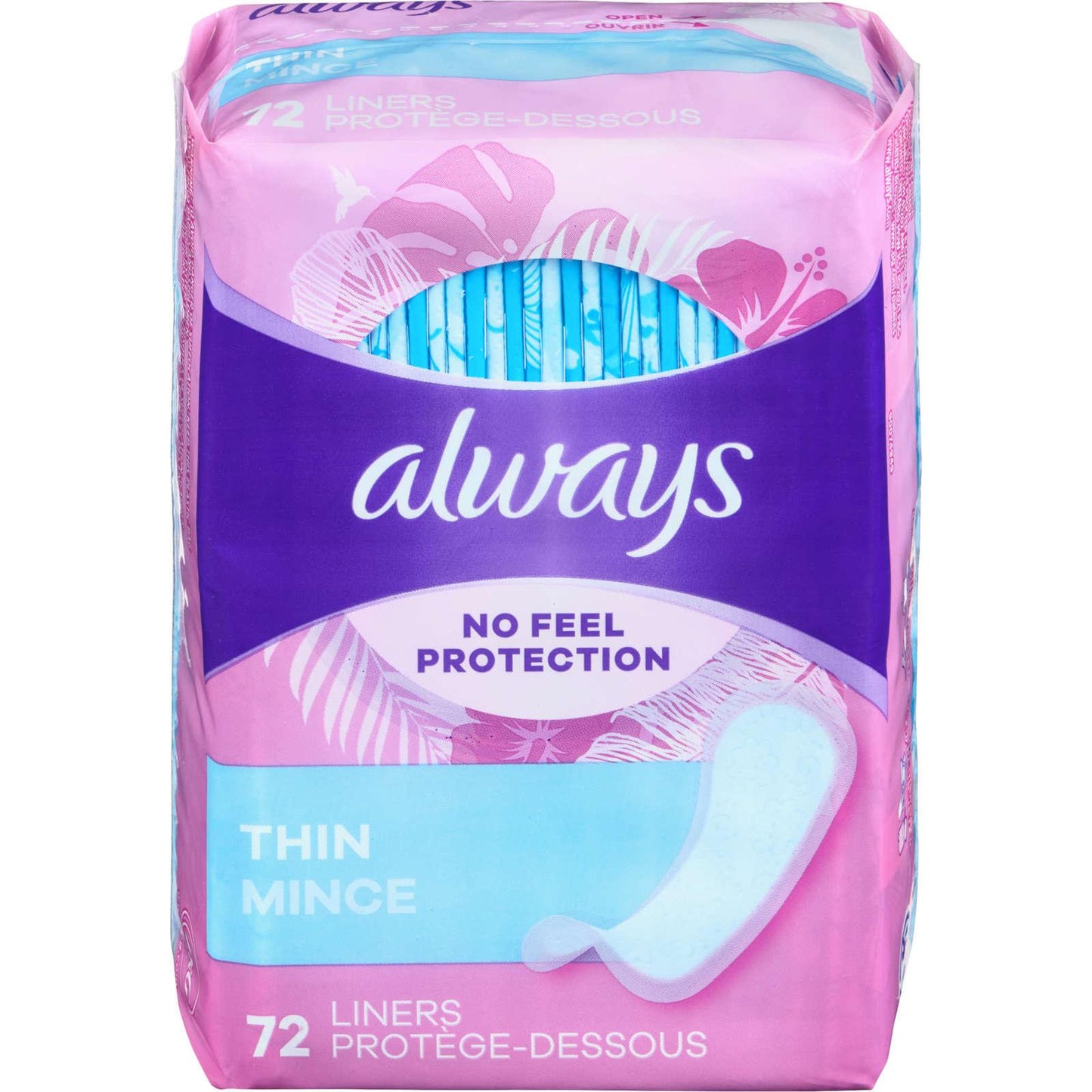 Always unscented thin liners 72 pack