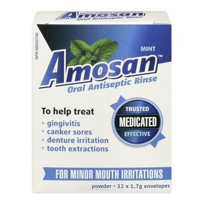 Amosan Rinçage Antiseptique Oral Menthe 12 sachets de poudre