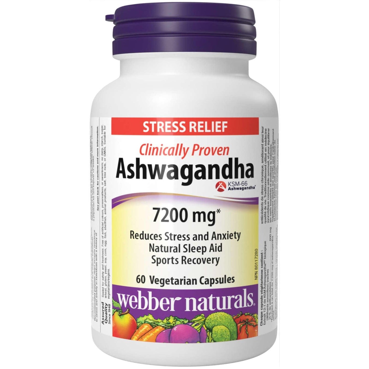 Webber Naturals Ashwagandha 7200mg 60 vegetarian capsules