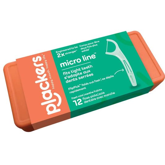 Plackers Micro Line Dental Floss Picks, 12 Count front package