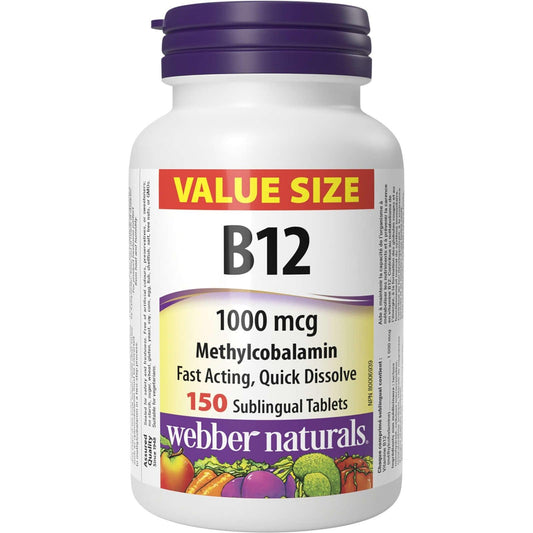 Webber Naturals Vitamine B12 1000mcg 150 comprimés sublinguaux