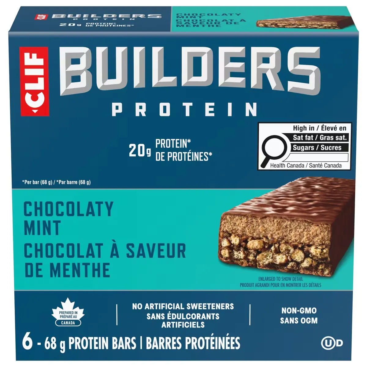 Clif BuildersTM - Protein Bars - Chocolate Mint - (68 Gram Non-Gmo Bars, 6 Count) front package