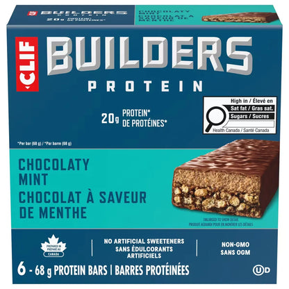 Clif BuildersTM - Protein Bars - Chocolate Mint - (68 Gram Non-Gmo Bars, 6 Count) front package