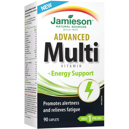 Jamieson Advanced Multivitamin & Energy Support 100 mg caffeine Caplet 90 count front package