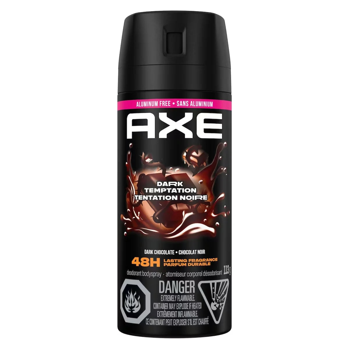 Axe Dual Action Deodorant Body Spray For Long Lasting Odour Protection Dark Temptation Dark Chocolate Men'S Deodorant 48 front package