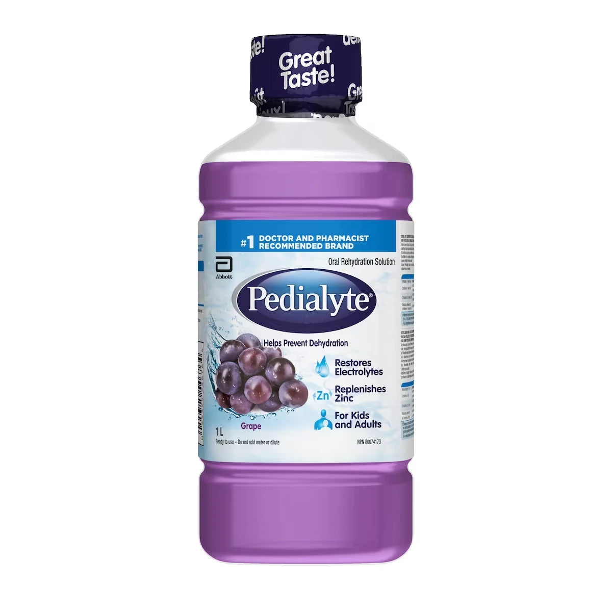 Pedialyte Oral Rehydration Solution Grape Flavour 1 L front package