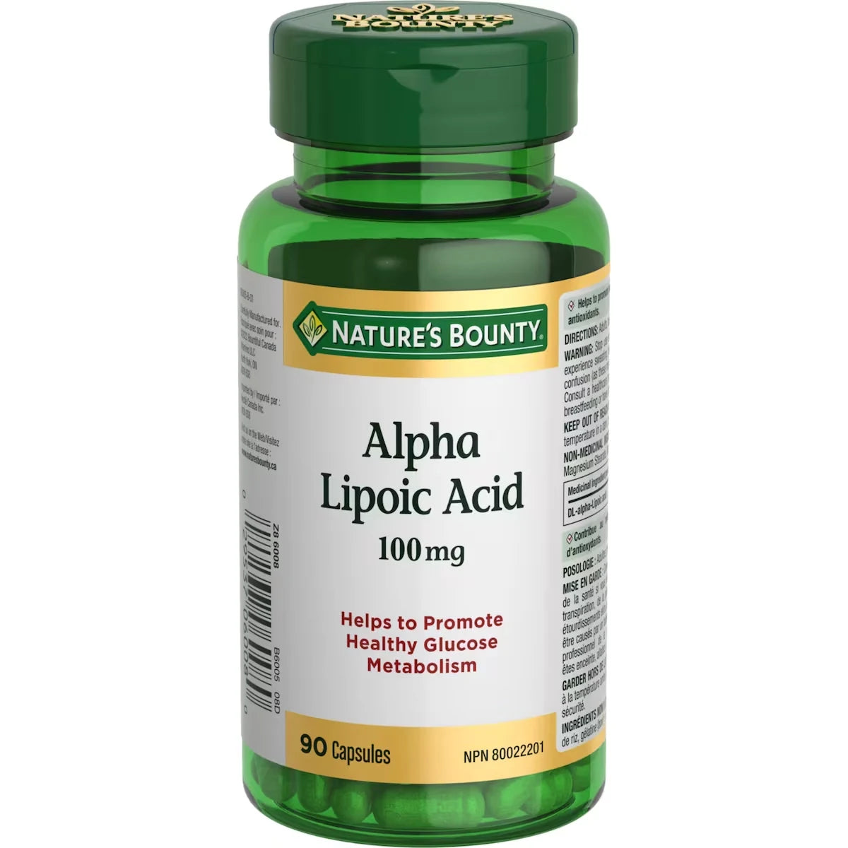 Natures Bounty Alpha Lipoic Acid, 100 mg, For Glucose Metabolism front package