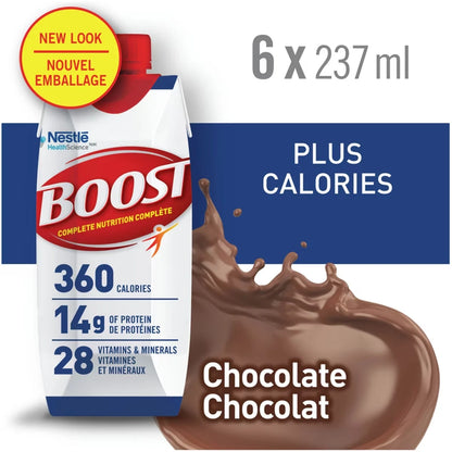 Boost PLUS Calories Chocolate Formulated Liquid Diet Drink, 6 x 237ml front package