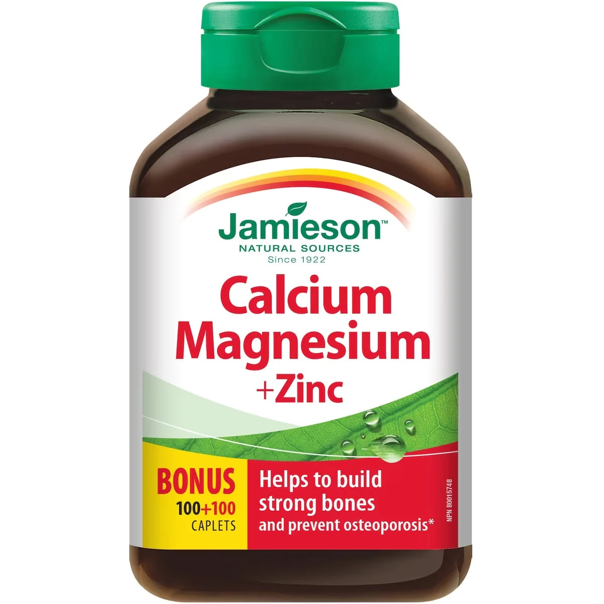 Jamieson Calcium Magnesium + Zinc Caplets front package