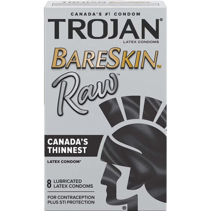 Trojan BareSkin Raw Lubricated Condoms front package