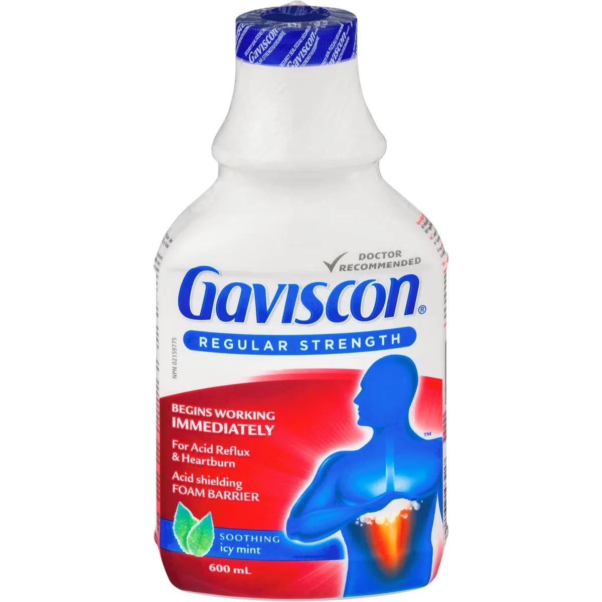 Gaviscon Regular Strength Liquid Soothing Icy Mint front package