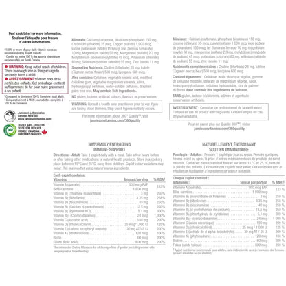 Jamieson 100% Complete Multivitamin Max Strength 115 ct 115 count product detail