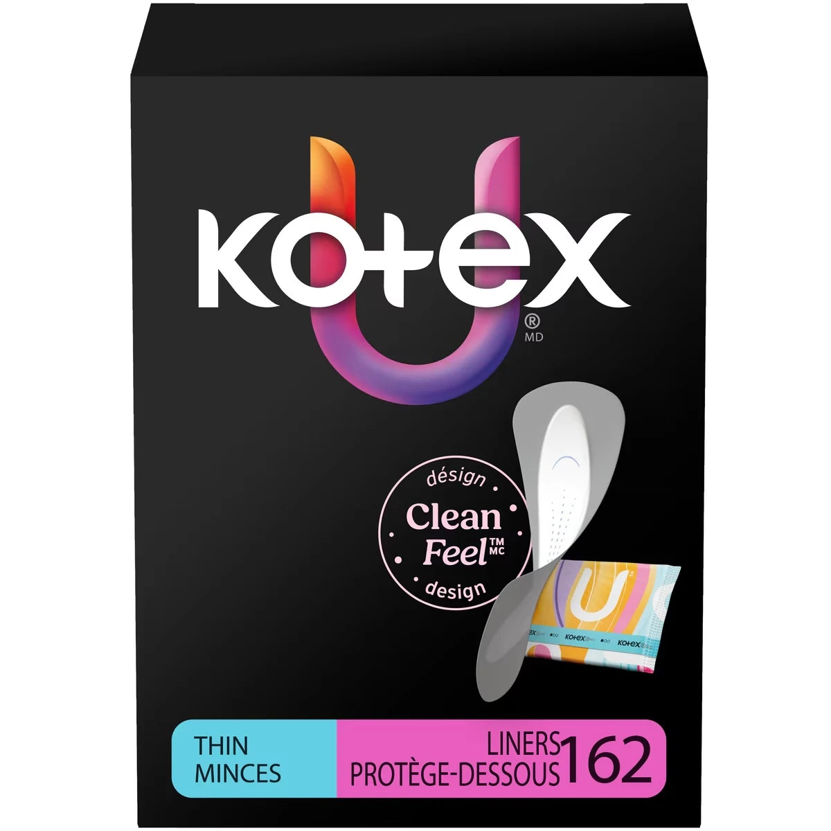 Kotex Daily Wrapped Liners, Light Absorbency, Thin 162 count front package