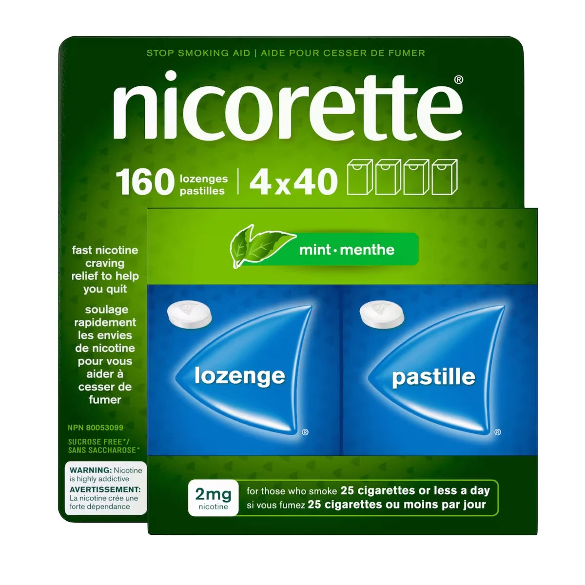Nicorette Nicotine Lozenges, 2 mg, Mint front package