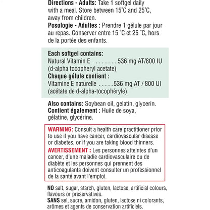 Jamieson Vitamin E 800 IU/536 mg at product detail
