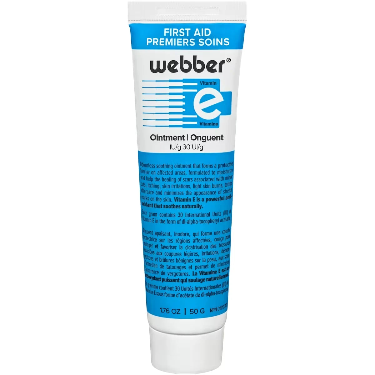 Webber First Aid Vitamin E Ointment front package