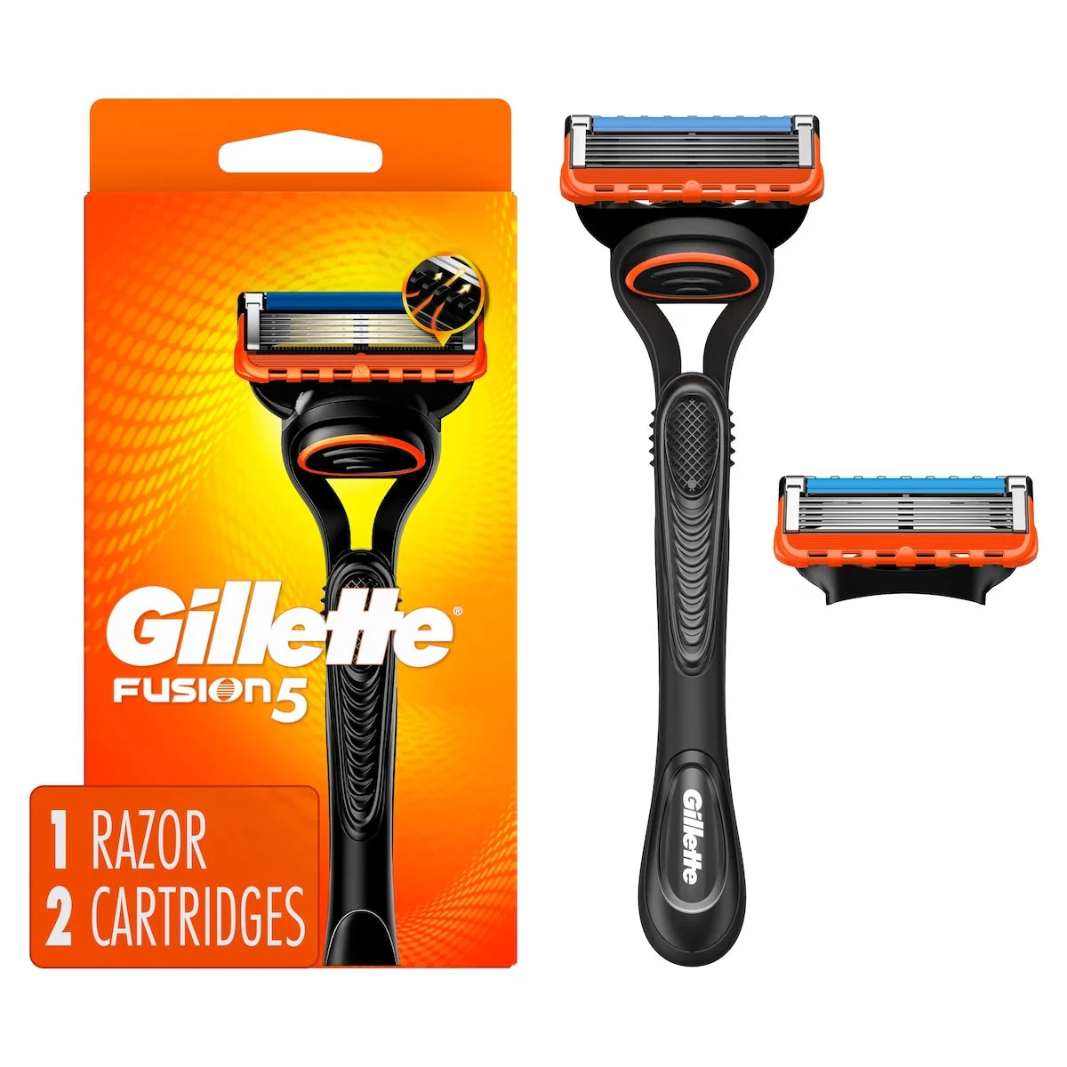 Gillette Fusion5 Men’s Razor Handle + 2 Blade Refills front package