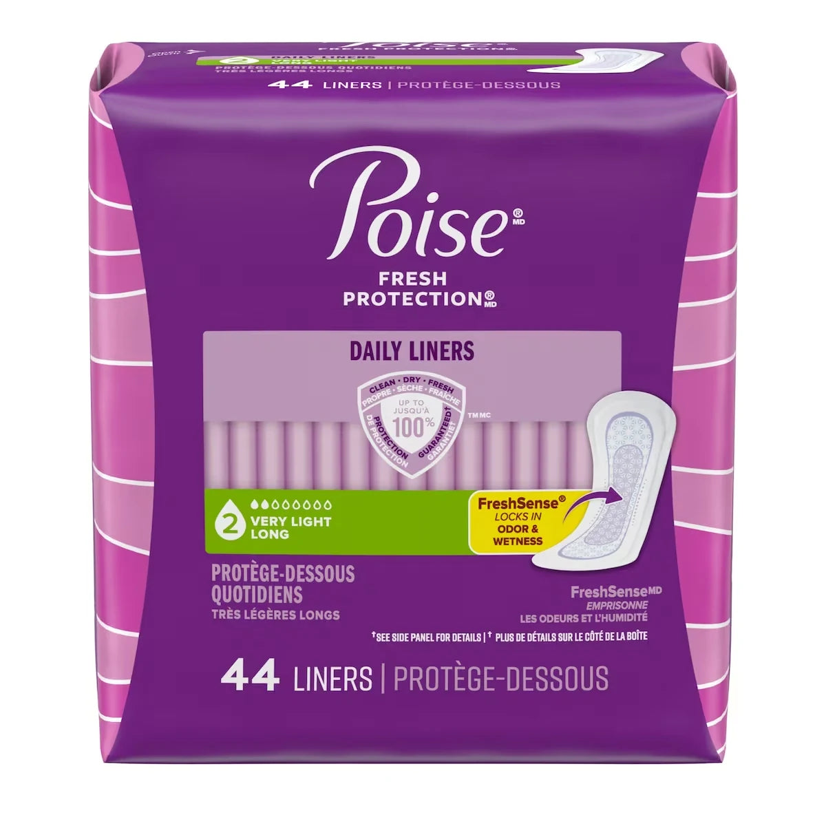 Poise Daily Incontinence Panty Liners, Very Light Absorbency, Long product detail