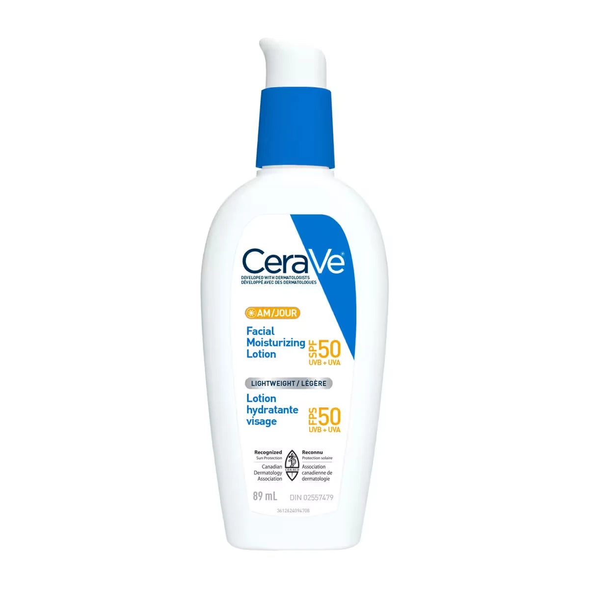 CeraVe AM Face Moisturizer SPF 50, Daily Lotion with UVA+UVB Protection 89 mL front package