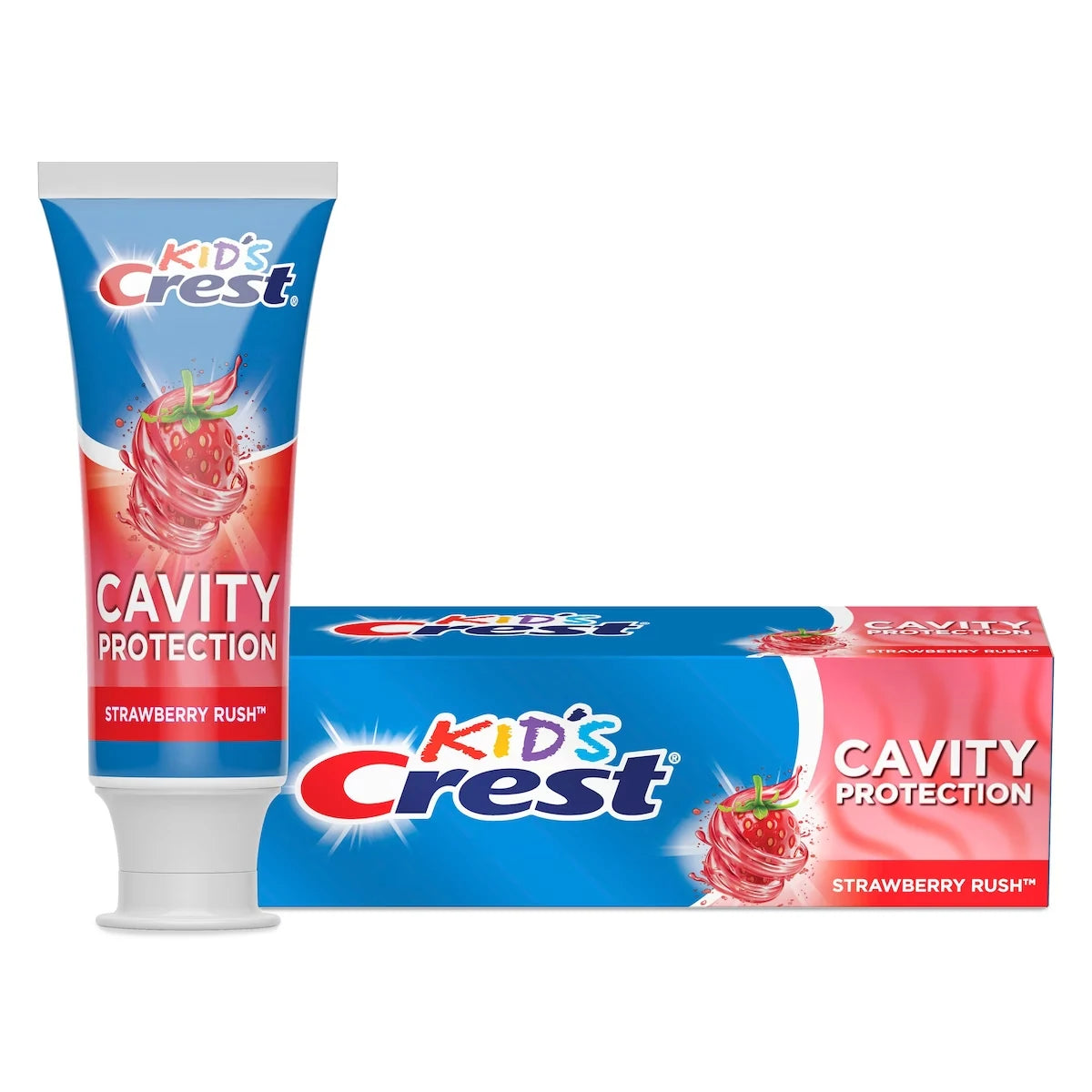 Crest Kid's Anticavity Cavity Protection Fluoride Toothpaste, Strawberry Rush, 85 mL product package