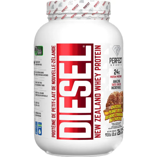 Perfect Sports Diesel New Zealand Whey Protein Powder front package