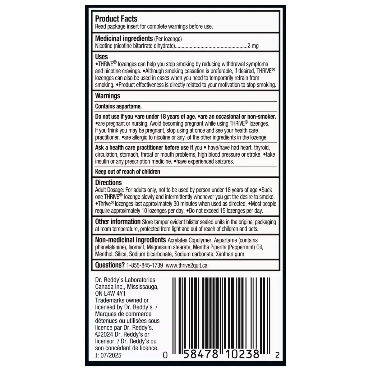 Thrive Lozenges 2mg, Peppermint product detail