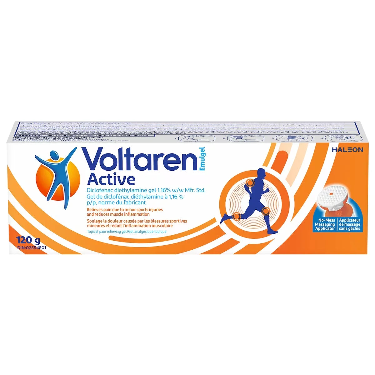 Voltaren Emulgel Active Topical Pain Relief Gel For Sports Injuries, No Mess Applicator product package