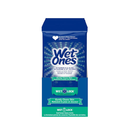 Wet Ones Hand Wipes with Vitamin E and Aloe Wet Wipes front package