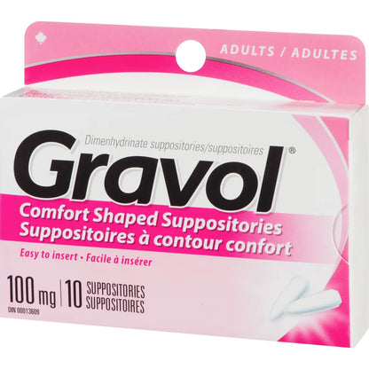 Gravol Comfort-Shaped Suppositories 100 mg product detail
