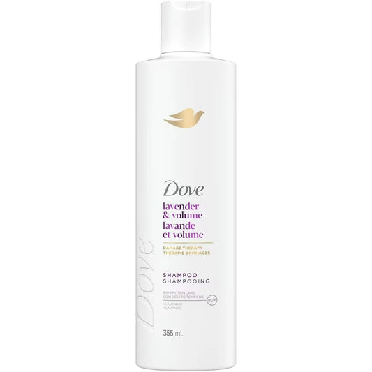 Dove Lavender & Volume Shampoo for Fine and Flat Hair, with Liquid Bio-Protein Care 355 ML front package
