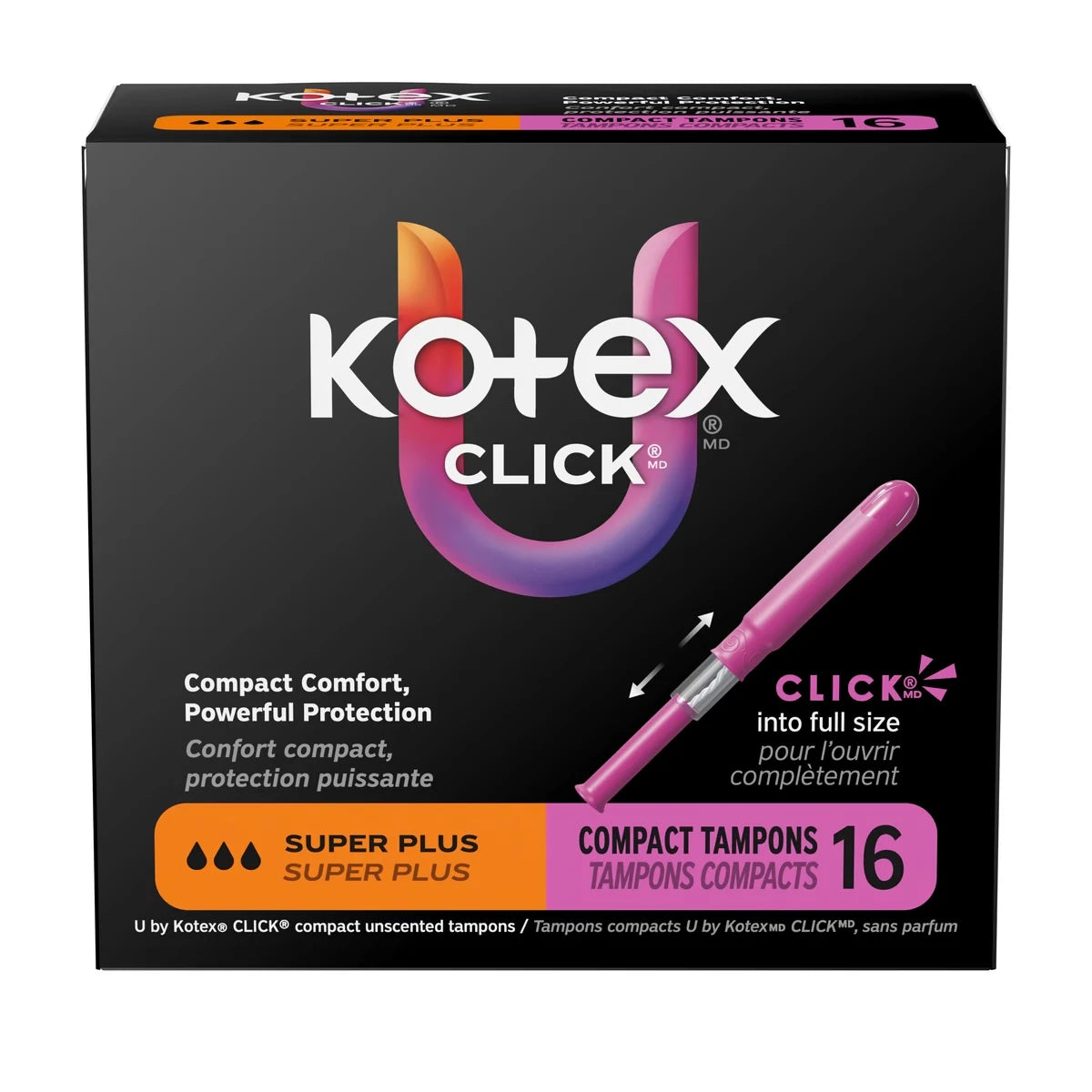 Kotex Click Compact Tampons, Super Plus, 16 ct 16 count product detail