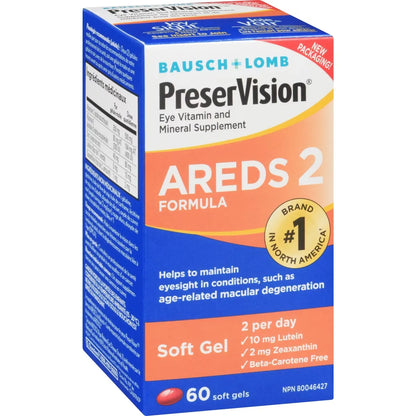 PreserVision Eye Vitamin & Mineral Supplements AREDS 2 Formula 60 Soft Gels 60 capsules product detail